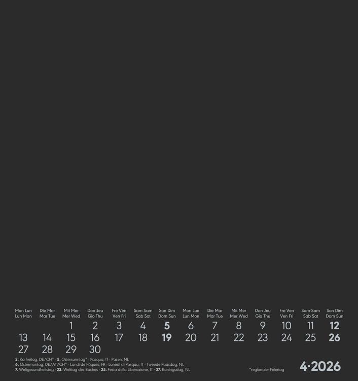 Produktbild: Kreativ-Kalender schwarz 2026 - 16x17 cm - Foto, Malen, Basteln - datiert - Kreativkalender - Foto-Kalender - Alpha Edition