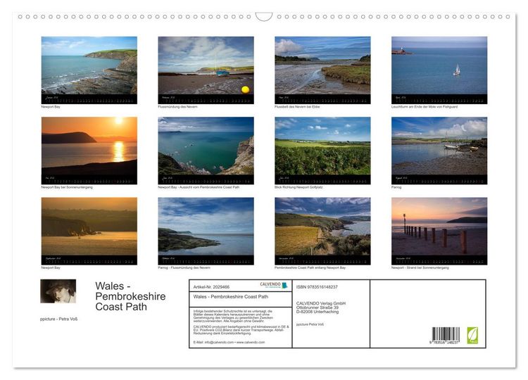 Produktbild: Wales - Pembrokeshire Coast Path (Wandkalender 2026 DIN A2 quer), CALVENDO Monatskalender