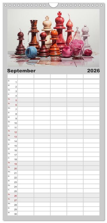 Produktbild: Familienplaner 2026 - Schach Matt mit 5 Spalten (Wandkalender, 21 x 45 cm) CALVENDO