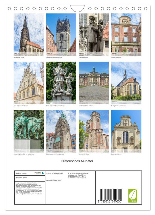 Produktbild: Historisches M&uuml;nster (Wandkalender 2026 DIN A4 hoch), CALVENDO Monatskalender