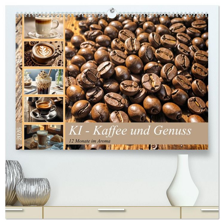 Produktbild: KI - Kaffee und Genuss 12 Monate im Aroma (hochwertiger Premium Wandkalender 2026 DIN A2 quer), Kunstdruck in Hochglanz