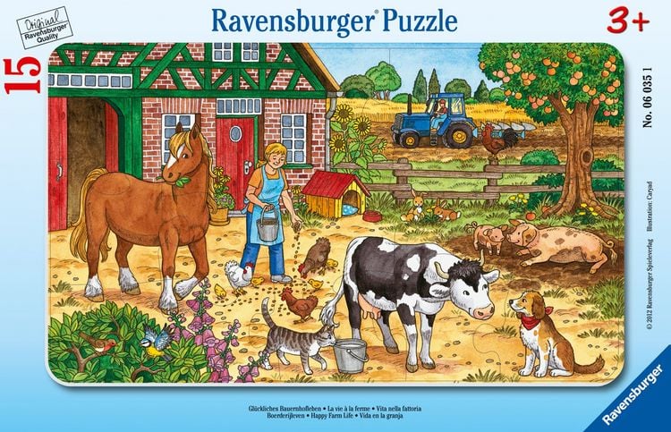 Produktbild: Rahmenpuzzle Ravensburger Gl&uuml;ckliches Bauernhofleben 15 Teile
