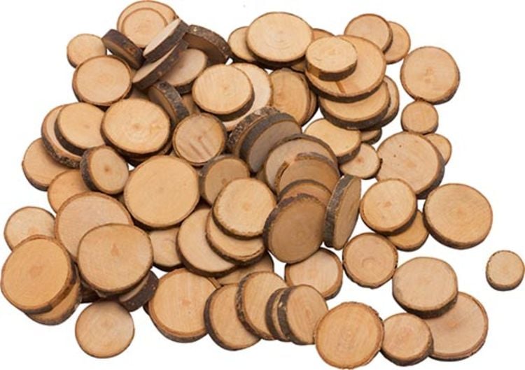 Goki TT101 - Astscheiben, Holz, ca. 1-2 cm, Bastel-Set 100 Stück