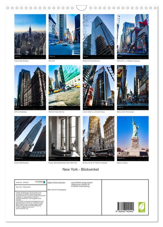 Produktbild: New York - Blickwinkel (Wandkalender 2026 DIN A3 hoch), CALVENDO Monatskalender