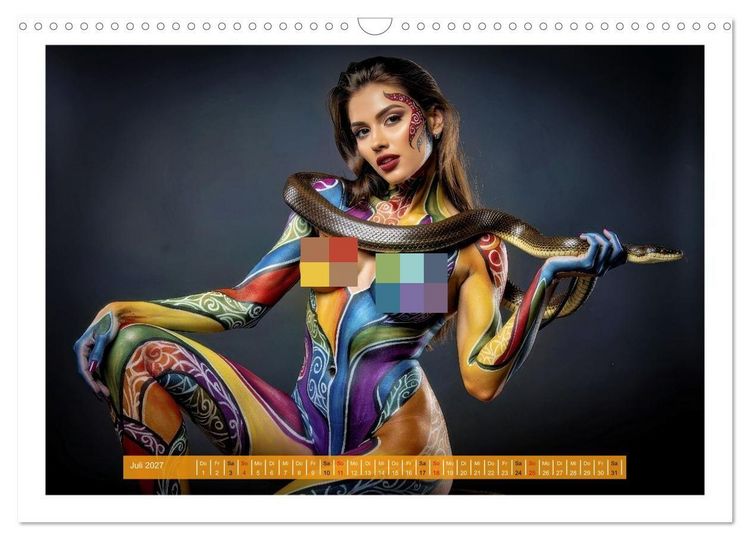 Produktbild: Body Painting mit Schlange (Wandkalender 2027 DIN A3 quer), CALVENDO Monatskalender