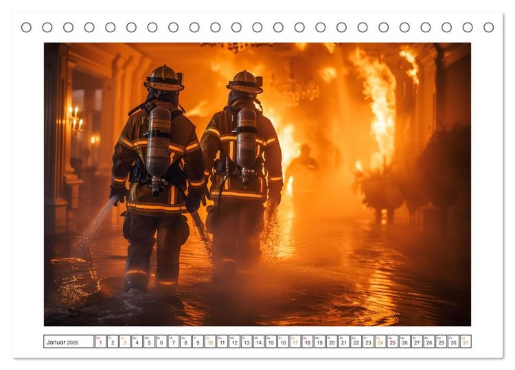 Produktbild: Helden im Einsatz - M&auml;nner und Frauen im Feuerwehrdienst (Tischkalender 2026 DIN A5 quer), CALVENDO Monatskalender