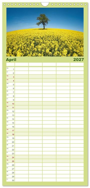 Produktbild: Familienplaner 2027 - Farbenfrohe Heimat mit 5 Spalten (Wandkalender, 21 x 45 cm) CALVENDO
