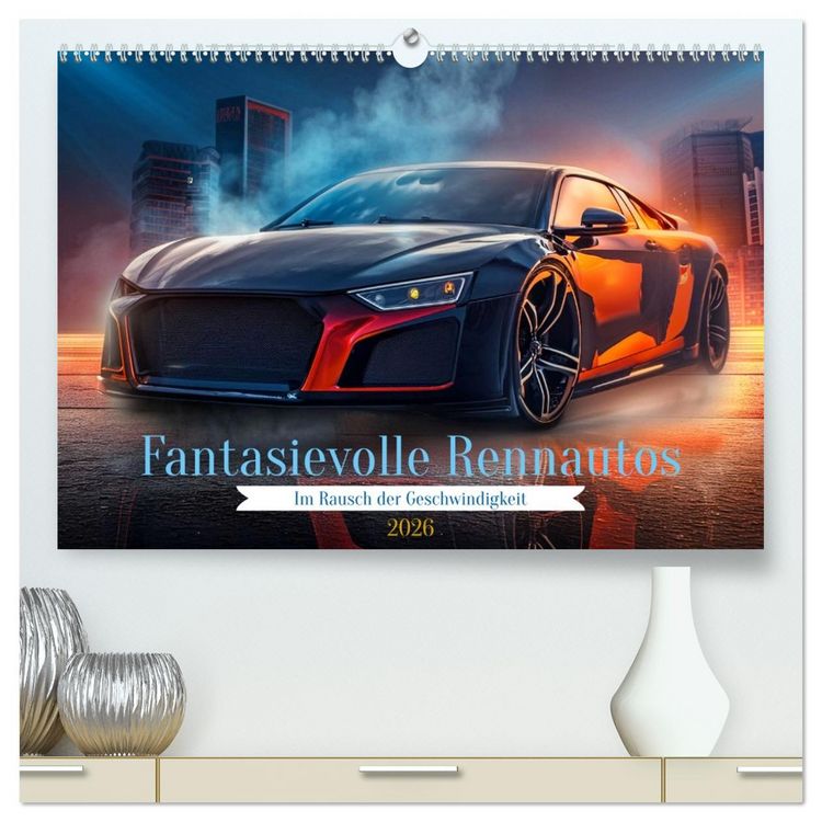 Produktbild: Fantasievolle Rennautos - Im Rausch der Geschwindigkeit (hochwertiger Premium Wandkalender 2026 DIN A2 quer), Kunstdruck in Hochglanz
