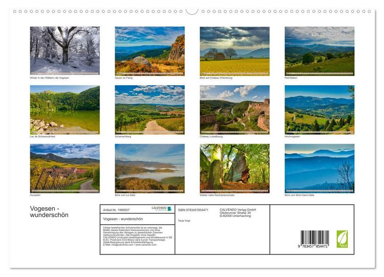 Produktbild: Vogesen - wundersch&ouml;n (hochwertiger Premium Wandkalender 2026 DIN A2 quer), Kunstdruck in Hochglanz