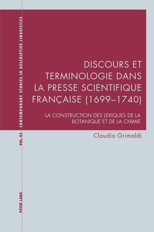 Produktbild: Discours et terminologie dans la presse scientifique fran&ccedil;aise (1699-1740)