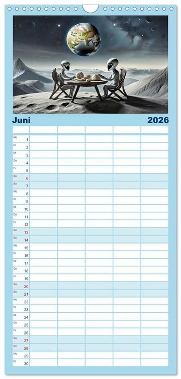Produktbild: Familienplaner 2026 - Aliens auf Tour mit 5 Spalten (Wandkalender, 21 x 45 cm) CALVENDO