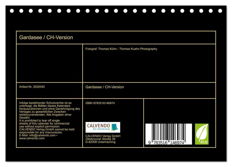 Produktbild: Gardasee / CH-Version (Tischkalender 2026 DIN A5 quer), CALVENDO Monatskalender