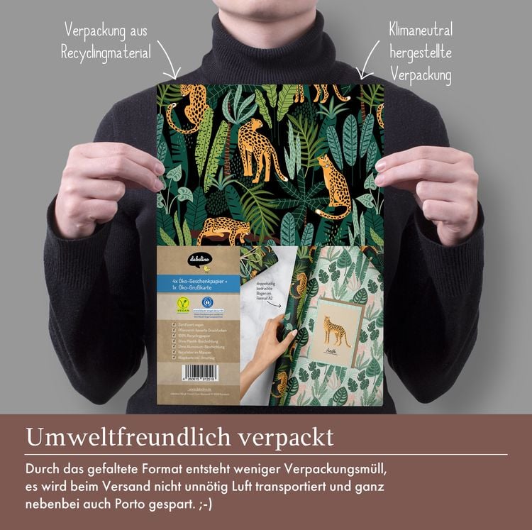 Produktbild: Geschenkpapier-Set: Leopard (vegan, Blauer Engel, Recyclingpapier)