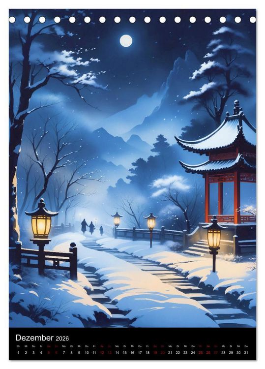 Produktbild: Asiatische Inspiration Fern&ouml;stlicher Art - Dunkle Werke (Tischkalender 2026 DIN A5 hoch), CALVENDO Monatskalender