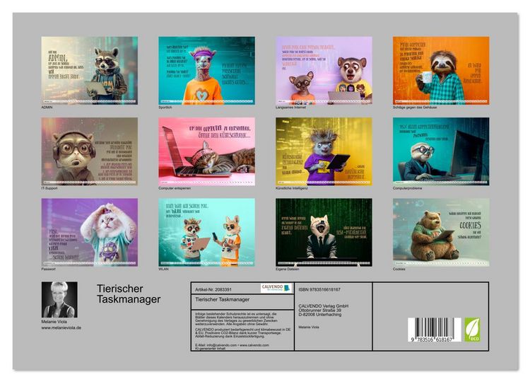 Produktbild: Tierischer Taskmanager (hochwertiger Premium Wandkalender 2026 DIN A2 quer), Kunstdruck in Hochglanz