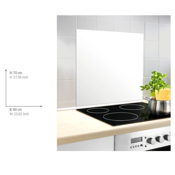 Produktbild: Glasr&uuml;ckwand Wei&szlig; 60 x 70 cm, Spritzschutz f&uuml;r Herd oder Sp&uuml;le