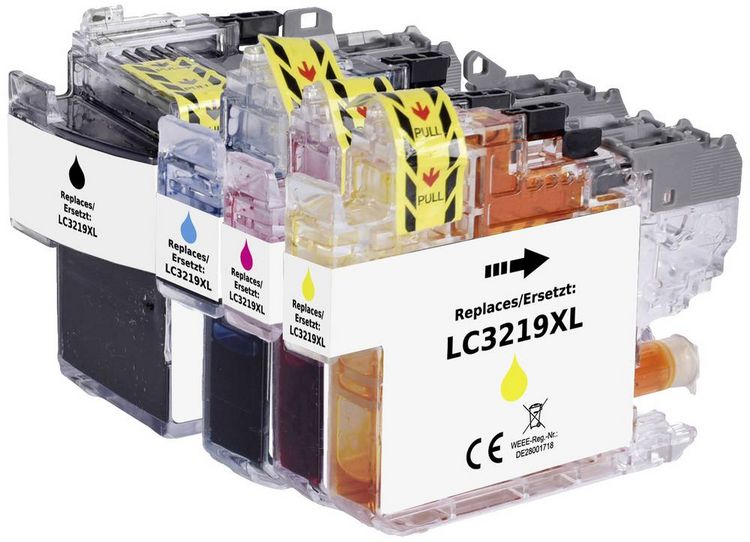 Produktbild: Renkforce Druckerpatrone ersetzt Brother LC-3219XLBK, LC-3219XLC, LC-3219XLM, LC-3219XLY Kompatibel Kombi-Pack Schwarz, Cyan