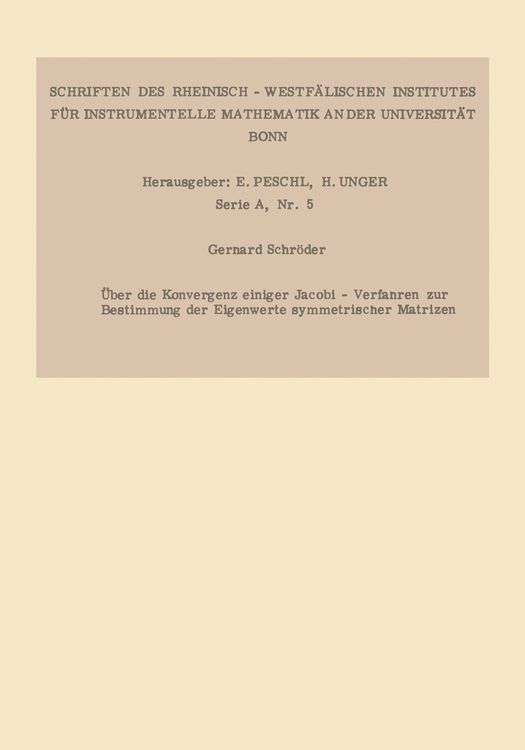 Produktbild: &Uuml;ber die Konvergenz einiger Jacobi-Verfahren zur Bestimmung der Eigenwerte symmetrischer Matrizen