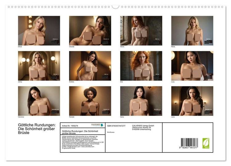 Produktbild: G&ouml;ttliche Rundungen: Die Sch&ouml;nheit gro&szlig;er Br&uuml;ste (hochwertiger Premium Wandkalender 2026 DIN A2 quer), Kunstdruck in Hochglanz