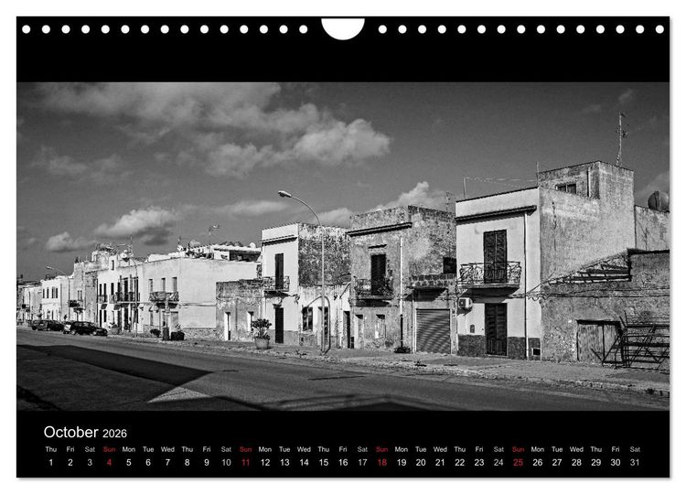 Produktbild: Black and White Sicily (Wall Calendar 2026 DIN A4 landscape), CALVENDO 12 Month Wall Calendar