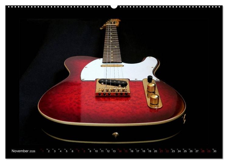 Produktbild: Rockgitarren im Blitzlicht (hochwertiger Premium Wandkalender 2026 DIN A2 quer), Kunstdruck in Hochglanz