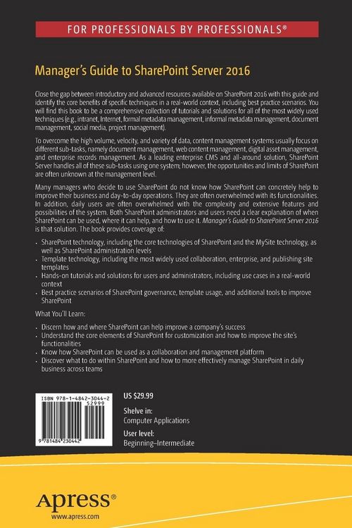 Produktbild: Manager&rsquo;s Guide to SharePoint Server 2016