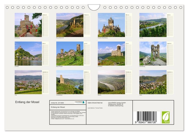 Produktbild: Entlang der Mosel (Wandkalender 2026 DIN A4 quer), CALVENDO Monatskalender