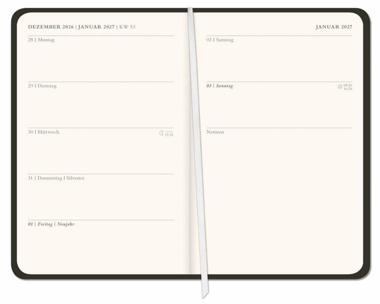 Produktbild: Diario Wochen-Kalenderbuch A6, schwarz 2027