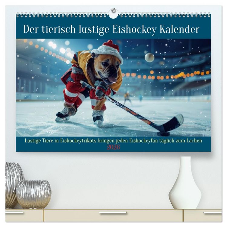 Produktbild: Der tierisch lustige Eishockey Kalender (hochwertiger Premium Wandkalender 2026 DIN A2 quer), Kunstdruck in Hochglanz