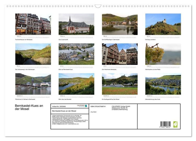 Produktbild: Bernkastel-Kues an der Mosel (Wandkalender 2026 DIN A2 quer), CALVENDO Monatskalender