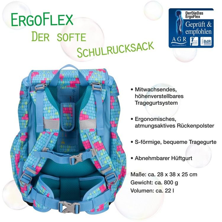 Produktbild: DerDieDas Schulranzen Set ErgoFlex Light, Schulranzen Set, 5tlg, Happy Pixel