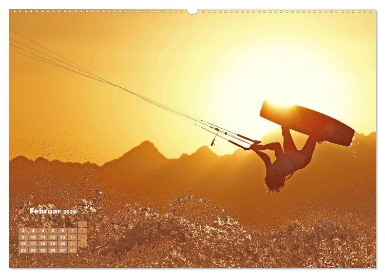 Produktbild: Kitesurfen: Mit Drachen am Meer (Wandkalender 2026 DIN A2 quer), CALVENDO Monatskalender