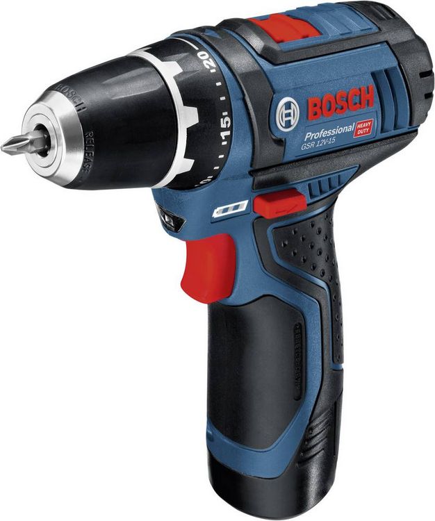 Produktbild: Bosch Professional GSR 12V-15 0615990G6L Akku-Bohrschrauber 12 V 2 Ah, 4 Ah Li-Ion inkl. 2. Akku, inkl. Ladeger&auml;t, mit Zubeh&ouml;r, inkl. Tasche