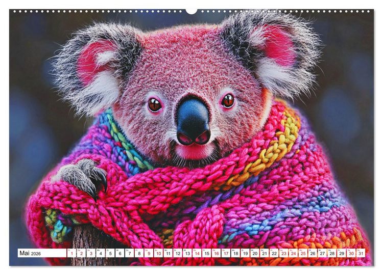 Produktbild: Strick-Pfoten - Flauschige Freunde in gestrickten Meisterwerken (hochwertiger Premium Wandkalender 2026 DIN A2 quer), Kunstdruck in Hochglanz