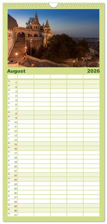 Produktbild: Familienplaner 2026 - Budapest: zwischen Parlamentsgeb&auml;ude und Burgpalast mit 5 Spalten (Wandkalender, 21 x 45 cm) CALVENDO
