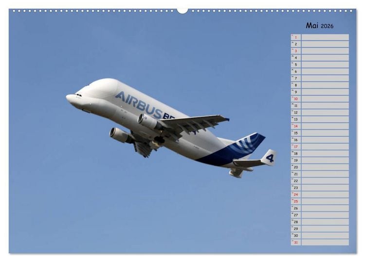 Produktbild: Flugzeuge &ndash; Starts und Landeanfl&uuml;ge Geburtstagsplaner (hochwertiger Premium Wandkalender 2026 DIN A2 quer), Kunstdruck in Hochglanz