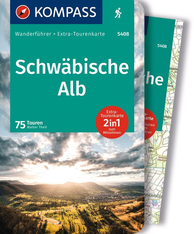 Produktbild: KOMPASS Wanderf&uuml;hrer Schw&auml;bische Alb, 75 Touren mit Extra-Tourenkarte
