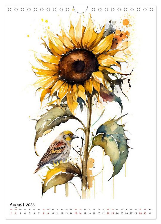 Produktbild: Aquarellmalerei - Blumen und Tiere im Garten (Wandkalender 2026 DIN A4 hoch), CALVENDO Monatskalender