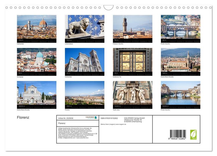 Produktbild: Florenz (Wandkalender 2026 DIN A3 quer), CALVENDO Monatskalender