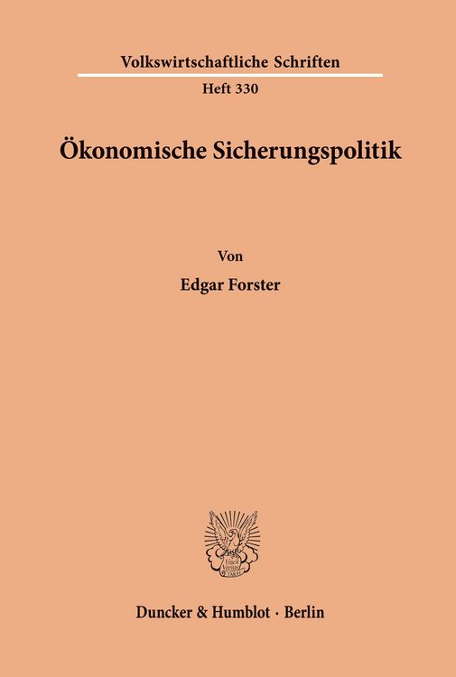 Produktbild: &Ouml;konomische Sicherungspolitik.