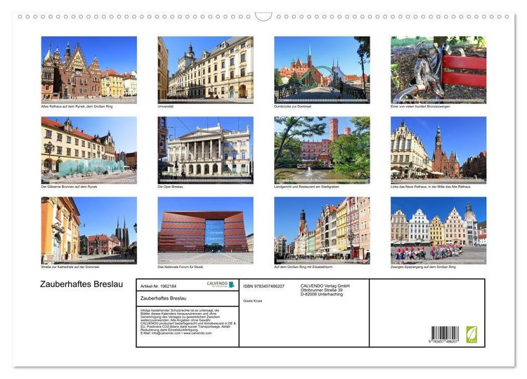 Produktbild: Zauberhaftes Breslau (Wandkalender 2026 DIN A2 quer), CALVENDO Monatskalender
