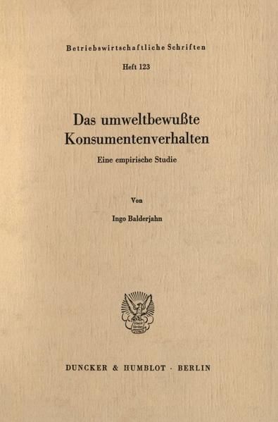 Produktbild: Das umweltbewu&szlig;te Konsumentenverhalten.