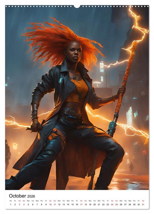 Produktbild: The Witches of Cyberpunk City (High Quality Premium Wall Calendar 2026 DIN A2 portrait),CALVENDO 12 Month Wall Calendar