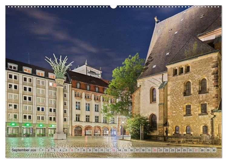 Produktbild: Leipzig - Fotografiert bei Nacht von Michael Allmaier (hochwertiger Premium Wandkalender 2026 DIN A2 quer), Kunstdruck in Hochglanz