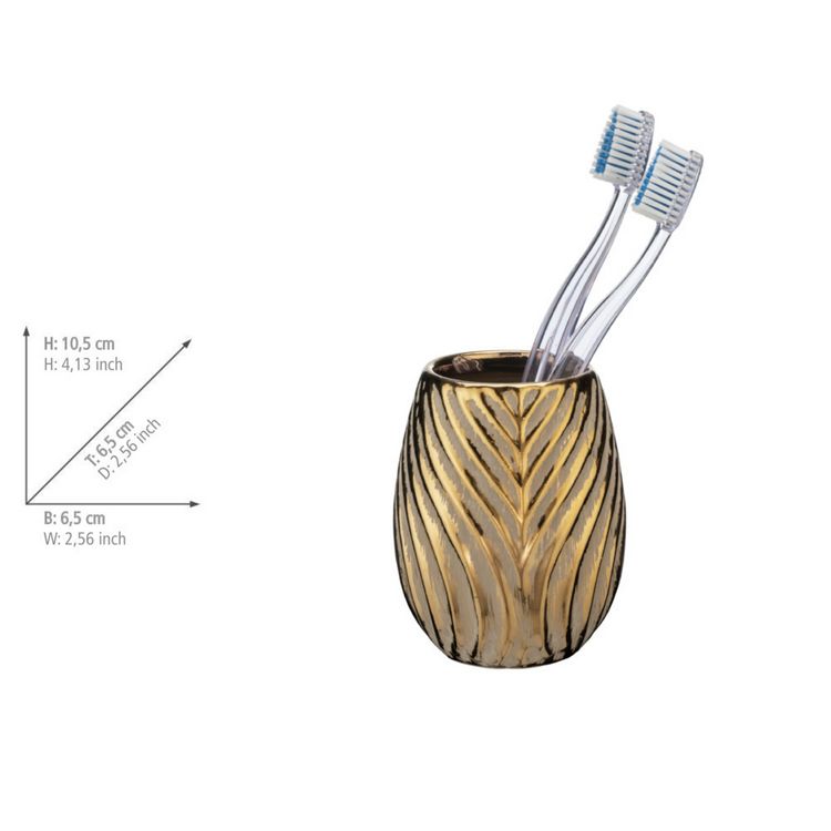 Produktbild: Bad-Accessoire Set Mod. Idro Gold, 2-tlg., Seifenspender und Zahnputzbecher
