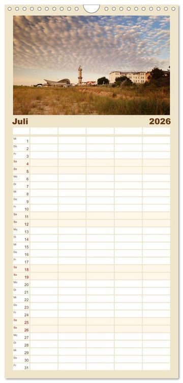 Produktbild: Familienplaner 2026 - Ostseebad Warnem&uuml;nde mit 5 Spalten (Wandkalender, 21 x 45 cm) CALVENDO