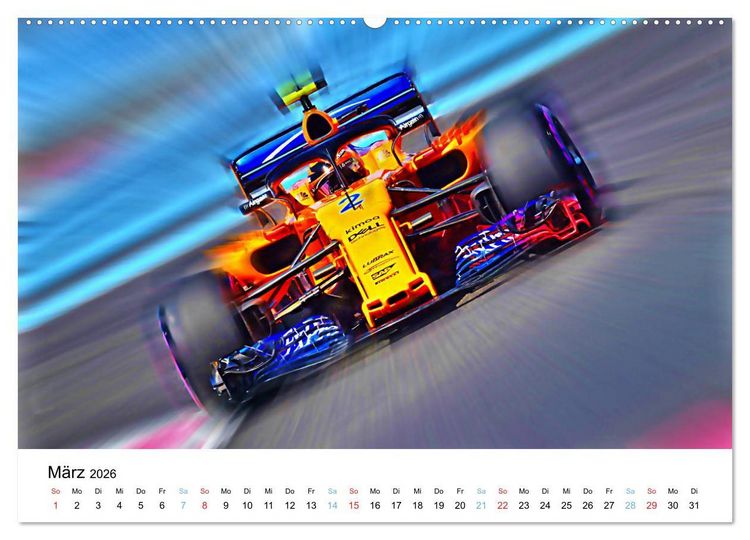 Produktbild: Formel 1 kreativ - Digital Art von Jean-Louis Glineur (hochwertiger Premium Wandkalender 2026 DIN A2 quer), Kunstdruck in Hochglanz