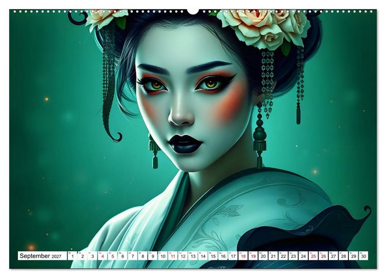 Produktbild: Dunkle Eleganz der Geishas (hochwertiger Premium Wandkalender 2027 DIN A2 quer), Kunstdruck in Hochglanz