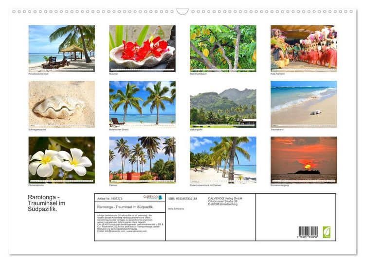 Produktbild: Rarotonga - Trauminsel im S&uuml;dpazifik. (Wandkalender 2026 DIN A2 quer), CALVENDO Monatskalender