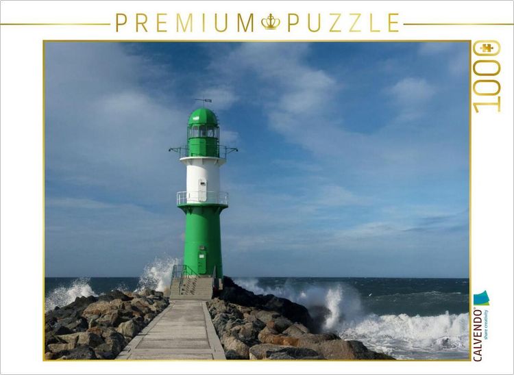 Produktbild: CALVENDO Puzzle Leuchtturm in Warnem&uuml;nde | 1000 Teile Lege-Gr&ouml;&szlig;e 64x48cm Foto-Puzzle f&uuml;r gl&uuml;ckliche Stunden